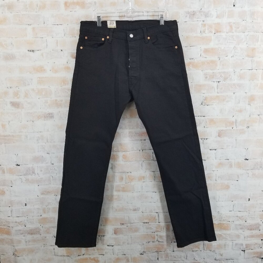 NWT Levi's 501 Original Black Denim Jeans Regular Straight Mens 36x34